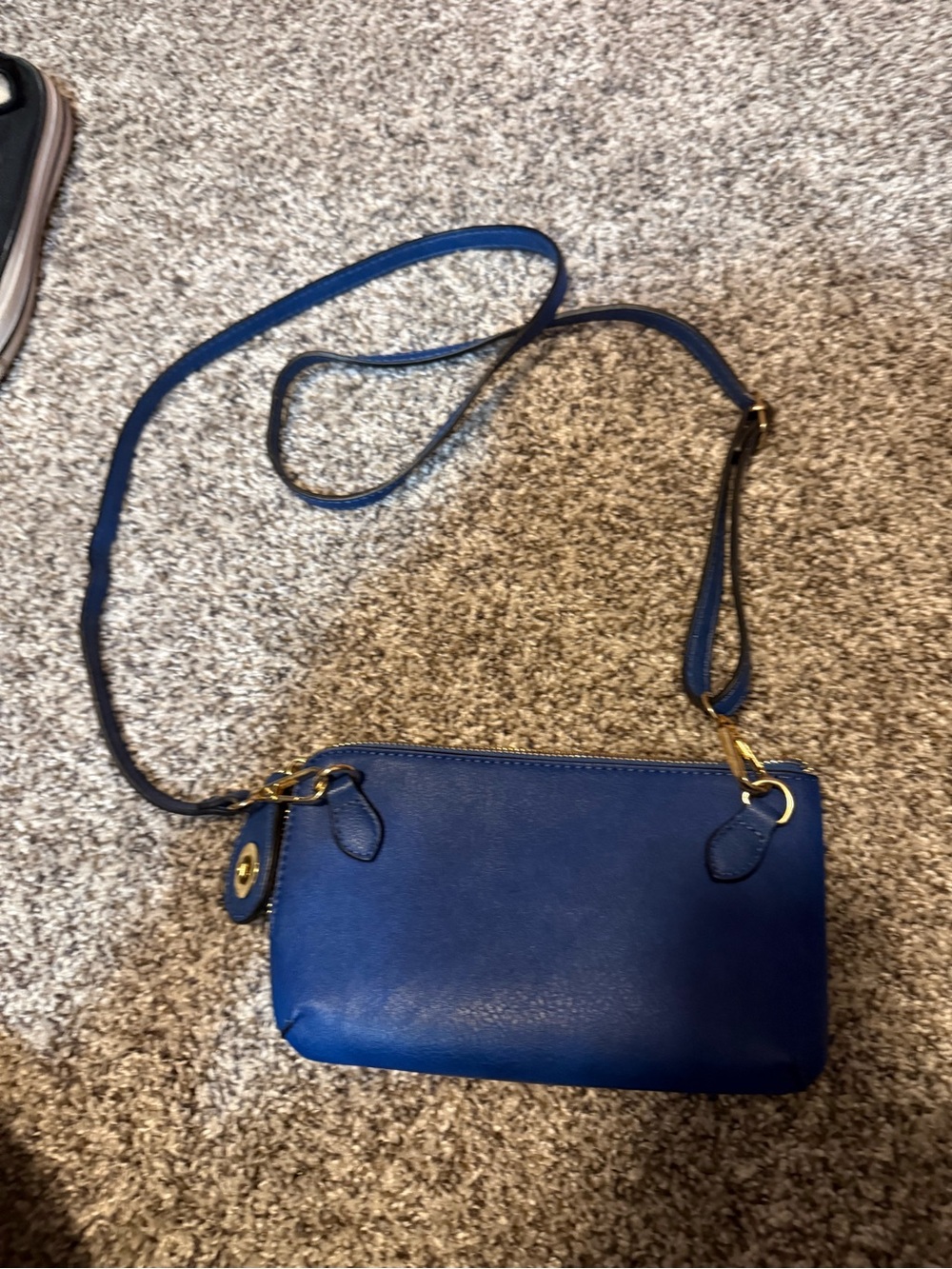 Blue Leather Crossbody Bag - Classic Women's Shoulder Bag